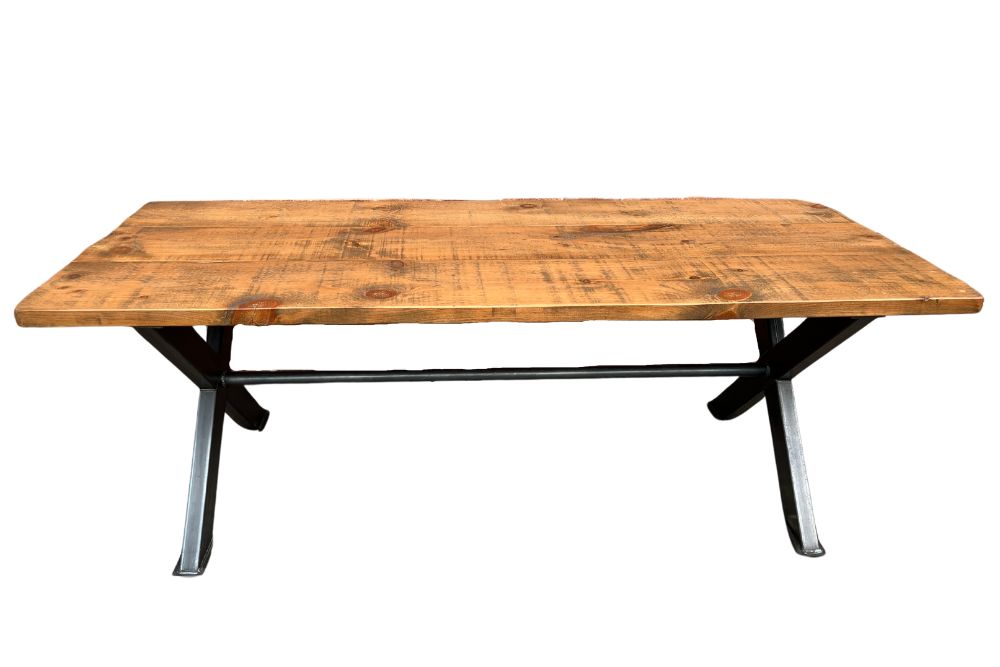  Furniture Seconds: Pine Table on X-Frame Base